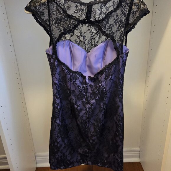 Black and Purple Floral Wedding Guest Dress - Picture 2 of 4